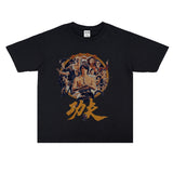 Film Star T Shirt Movie Zhou Xingchi Kung Fu Trendy Pure Cotton Short Sleeve Loose round Neck Heavy T-shirt Men and Women