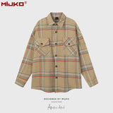 MIJKO Mens Jacket Vintage Plaid Wow Jacket Couple