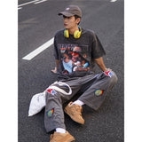 Basket Ball Star T Shirt Basketball Washed Distressed Printed Short Sleeve American Retro T-shirt Pure Cotton