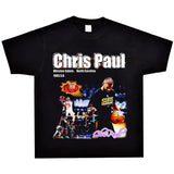 Basket Ball Star T Shirt Basketball Chris Pau Washed Distressed Printed Personalized T-Shirt Retro Short Sleeve