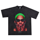 Film Star T Shirt Washed Old American Round Neck Loose T-Shirt Retro Short Sleeve