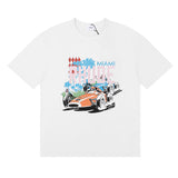 Rhude T Shirt Alphabet Coconut Racing Pattern Short Sleeve T-Shirt