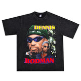 Film Star T Shirt Washed Old American Round Neck Loose T-Shirt Retro Short Sleeve