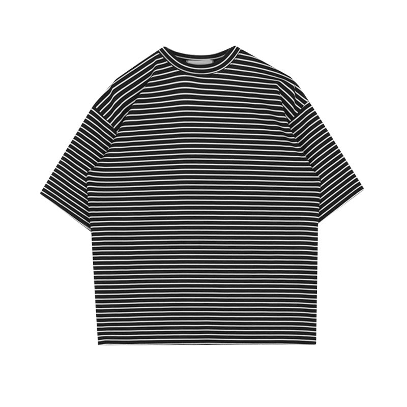 Mariner Shirt Striped T-shirt Men's Summer round Neck Short Sleeves Korean Style Trendy Loose