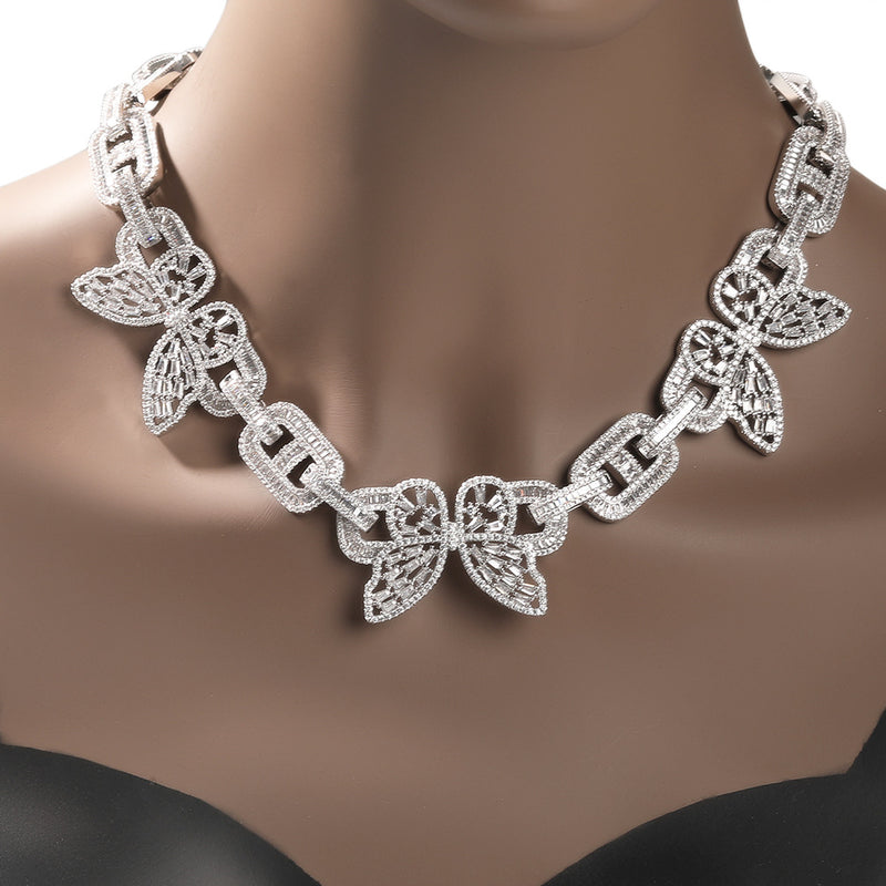 Chains Zircon Butterfly Pig Nose Necklace ins Wind Spectrum Royalty