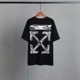 Off Whtie T Shirts Distressed Arrow Print Male And Female Trendy Brand Short Sleeve