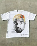 T-Shirt Vintage Portrait Letter Print Short Sleeve Men's