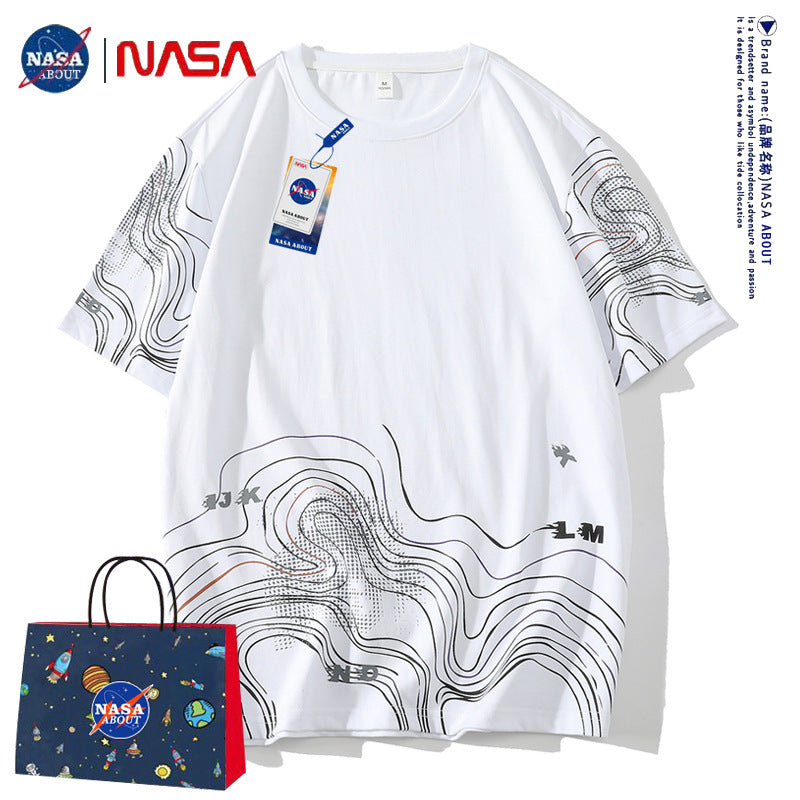 Nasa T Shirt Short-Sleeved T-Shirt Men'S Summer Cotton Men'S Summer Wear