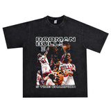 Film Star T Shirt Washed Old American Round Neck Loose T-Shirt Retro Short Sleeve