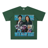 Film Star T Shirt Medium Loose Heavy Weight Retro Street Cotton T-shirt Men and Women