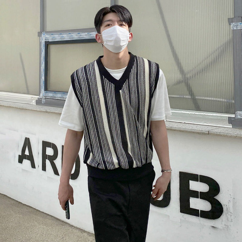 Mariner Shirt Summer Knitted Men's Loose Vest Striped Design Trend