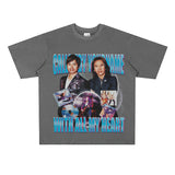 Film Star T Shirt Medium Loose Heavy Weight Retro Street Cotton T-shirt Men and Women