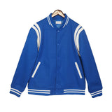 Rhude Hoodie White Line Stitching Contrast Color Leather Jacket Baseball Uniform