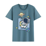 Basketball Sports T Shirt Summer Astronaut Short Sleeve T-Shirt Men And Women Loose