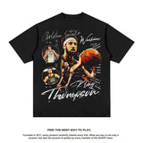 Nba T Shirt Thompson Basketball Star Short Sleeve T-shirt Retro Washed Distressed