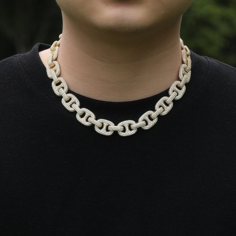 Chains Hip Hop Vintage Rough Collarbone Chain Copper with Zircon St. Valentine's Spectrum
