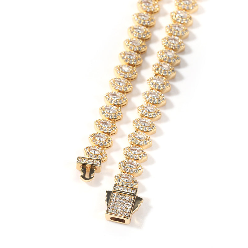 Chains Hip Hop Zircon Necklace ins Horse Eye Necklace Full of Diamonds Spectrum Royalty