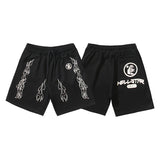 Men Shorts Flame Print Casual Shorts