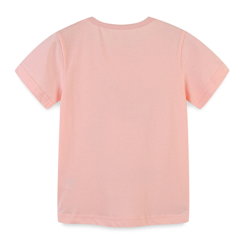 Boy T Shirt Children's T-shirt Summer Knitted Cotton Cartoon round Neck Girl T-shirt