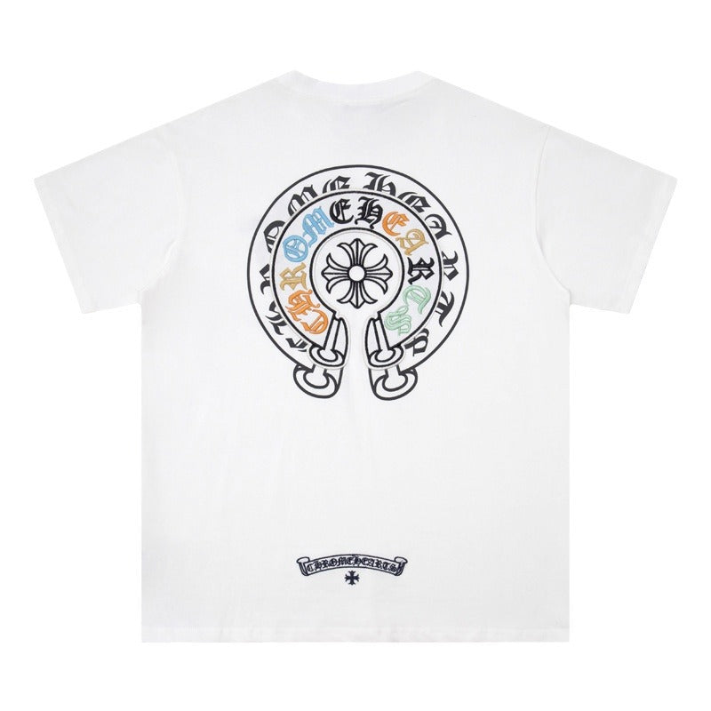 CHH Chrome Heart T Shirts Horseshoe Patch Embroidery Short Sleeve T-Shirt