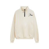 Rhude Hoodie Autumn Winter Retro Stand Collar Half Zip Embroidery Stitching Sweatshirt