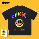 Drew T Shirts Graffiti Smiley Face Short Sleeve Loose Men