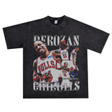 Basket Ball Star T Shirt Demar Derozan Short Sleeve Printed American T-shirt Retro Pure Cotton