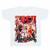 Basket Ball Star T Shirt Basketball Zach LaVine Washed Distressed Printed Cotton T-shirt Short Sleeve