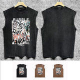 Purple Brand Distressed Tank T Shirts Distressed Sleeveless T-shirt Vest