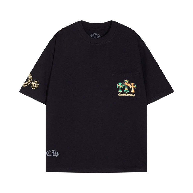 CHH Chrome Heart T Shirts Cross Color Printed Short Sleeve T-Shirt Loose