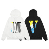 Vlone Hoodie autumn and winter gradual change big V letter sleeve