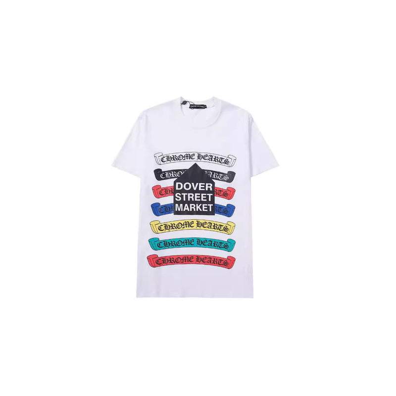 CHH Chrome Heart T Shirts Croix Cross Color Leather Printed Short Sleeve T-Shirt