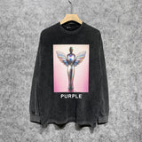 Purple Brand Distressed Long Sleeve Shirt Fashion Distressed Loose Long-sleeved Top