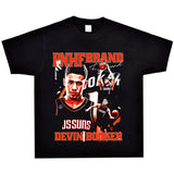 Basket Ball Star T Shirt Basketball Washed Distressed Devin Booker Short Sleeve Loose-Fitting Pure Cotton T-Shirt