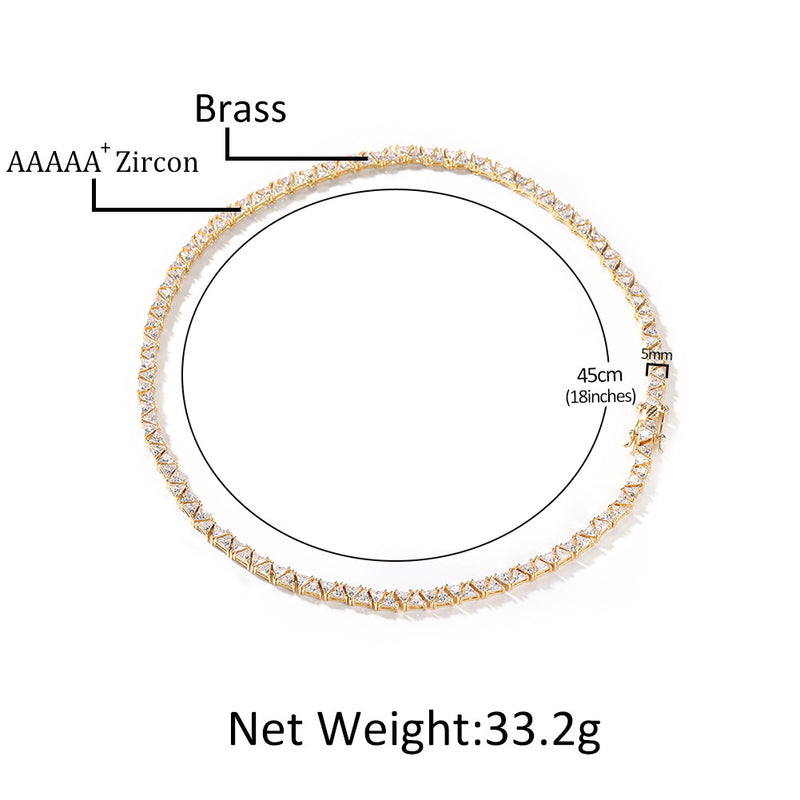 Chains Hip Hop Necklace 5mm Triangular Zircon Tennis Chain St. Valentine's Spectrum