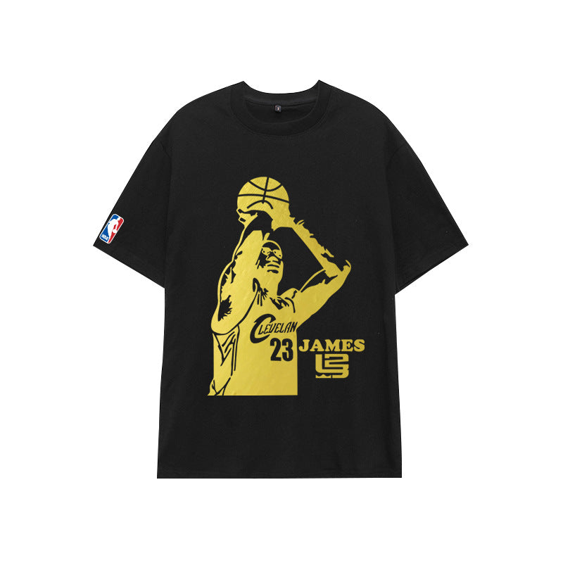 Basketball Sports T Shirt Nba Basketball Clothes James Printed Short Sleeve T-Shirt Men'S Cotton Loose