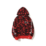 Bathing Ape Hoodie Summer Camo Red Hooded Cardigan Zip Sweater Jacket