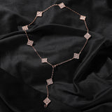 Chains Four-Leaf Clover Necklace with Diamonds and Gold Collarbone Chain St. Valentine's Spectrum