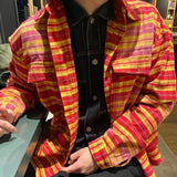 MIJKO Mens Jacket Plaid Shirt Vintage Jacket