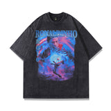 Kendrick Lamar T Shirts Portrait Print Old Hip Hop Loose Short Sleeves