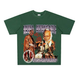 Film Star T Shirt Short Sleeve American Retro Loose Heavy round Neck Street T-shirt Men and Women