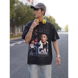 Basket Ball Star T Shirt Mikey Williams Washed Distressed T-shirt Short Sleeve Loose