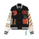 Off White Jacket Autumn/Winter OW Multi-element Logo Woolen Splicing Jacket