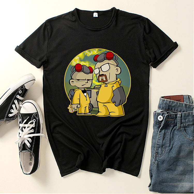 Heisenberg T Shirt Deadly Poison Man Fashion Cartoon Print Loose Crew Neck T-shirt Top