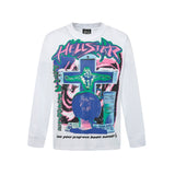 HS long-sleeve T-shirt graffiti portrait print loose version casual long sleeve