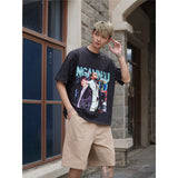 Film Star T Shirt Short Sleeve Loose Retro American Design T-shirt Men