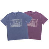 C.e t shirts washed batik indoor corridor pattern short sleeve men and women