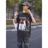 Basket Ball Star T Shirt Basketball Kevin Durant Washed Distressed Printed T-Shirt Personalized Short Sleeve Pure Cotton