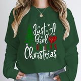 Just A Girl Who Loves Christmas Print Pullovers Women