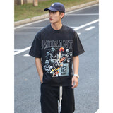 Basket Ball Star T Shirt Basketball Ja Morant Printed Washed Distressed T-Shirt Cotton Short Sleeve Loose